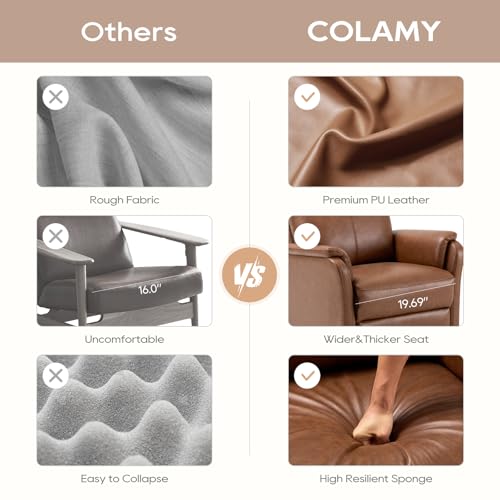 Swivel Rocking Recliner Glider Chair, Leather Nursery Reclining Rocker Chair with Footrest, Ergonomic Backrest, Wide Seat Cushion and Metal Base-Cocoa