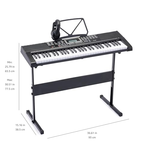 Amazon Basics Electric Keyboard Piano with 61 Keys, Built-in Speakers, Songs for Learning, Black