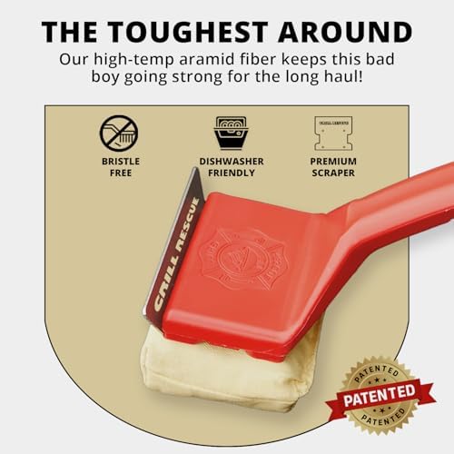 Grill Rescue Griddle Brush –Bristle-Free, Heavy-Duty Griddle Cleaner for Flat Tops & BBQ Griddles | Heat Resistant, Safe for Nonstick Surfaces, Cast Iron & Stainless Steel (Griddle Head)