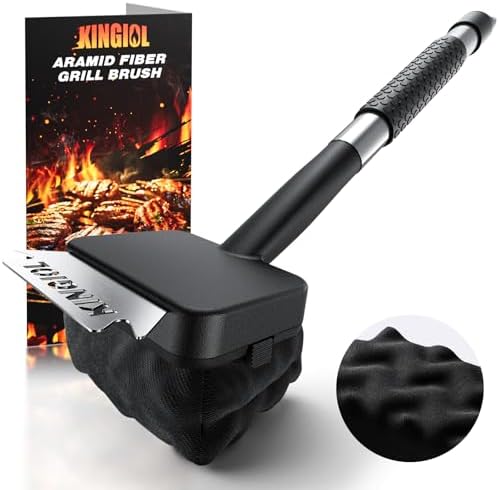 Grill Brush for Outdoor Grill - Bristle Free Grill Cleaning Brush, Black Aramid Fiber Heat-Resistant Pad, BBQ Cleaner Durable Scraper Tools for Cast Iron or Stainless-Steel Grates (Grill Brush Black)