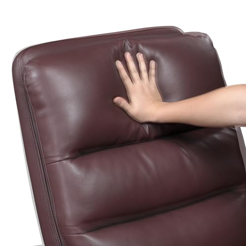 Lexicon Swivel Glider Recliner Chair, Comfy Nursery Glider, Faux Leather Recliner, Manual Reclining Chair for Living Room/Office/Apartment, Red