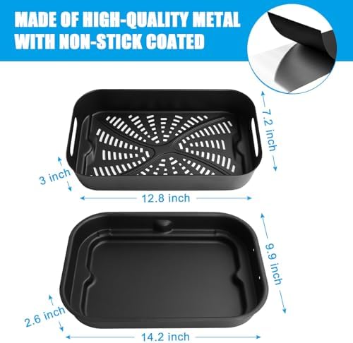 Grill Cooking Pot and Combo Crisper Basket for Ninja Foodi FG551/DG551 Smart XL Indoor Grill Accessories,Non-Stick Air Frying Basket & Griddle Pan Replacement for Ninja DG651