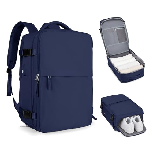 LargeTravel Backpack For Women Men Airline Approved Carry On Bags For Airplanes Underseat Luggage Backpack For Traveling On Airplane Personal Item Travel Bag For Airlines Travel Essentials Navy Blue