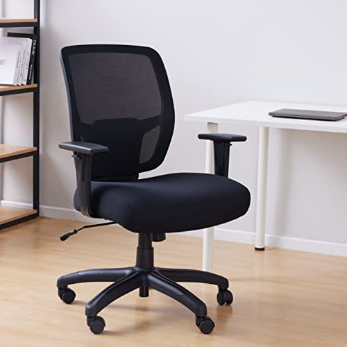 Amazon Basics Big and Tall Mesh Office Chair with Adjustable Arms and Lumbar Support, 400lbs Capacity, Black (Previously AmazonCommercial brand)