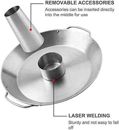 Tellshun Beer Can Chicken Holder, 12 Inch Stainless Steel Grill, BBQ Roaster Cooker Stand Vertical Grilling Accessories Rack for Vegetables Basket Large Size Round Pan