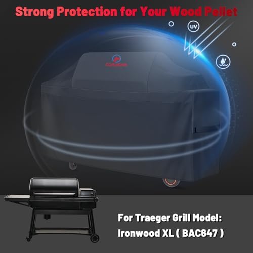 Comnova Grill Cover for Traeger Ironwood XL - Premium Wood Pellet Smoker Cover for Traeger Waterproof & Heavy Duty, 600D Pellet BBQ Cover Accessory for Treager Ironwood XL Grills (BAC647)