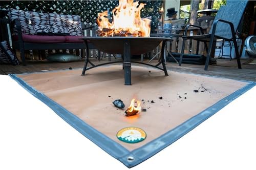 Fireside Outdoor Fire Pit Mats for Under Fire Pit - Grill Mats for Outdoor Grill, Fire Mat for Deck Protection, Fireproof Mat for Under Fire Pit, Outdoor Firepit Mat for Safe Use - Ember Mat, 67"x60"