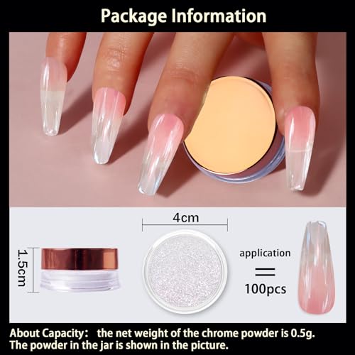 Allstarry Unicorn Chrome Nail Powder, Aurora Mermaid Iridescent White Pearl Nail Chrome Powder Pigment Glitter Fairy Dust for Nail Art, Manicure, Gel Nail Polish - Spring Moonlight