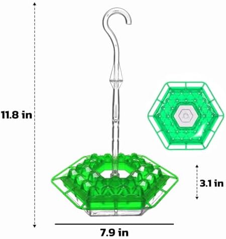 Ant & Bee-Proof Hummingbird Feeder with 30 Feeding Ports - 11oz Easy-Clean Outdoor Hanging Feeder, Includes Perch & Cleaning Brush for Window and Backyard Decoration (1, Green)