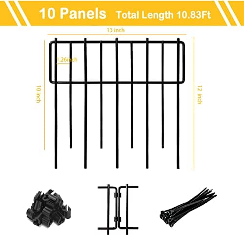 Animal Barrier Fence, 10 Pcs Upgrade 1.26 in Gap Decorative Fences No Dig Fence for Rabbits and Dog Ground Defense, Rustproof Metal Wire Garden Fence Border for Garden & Patio Landscaping
