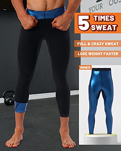 LMCOB Sauna Sweat Short Pants for Men Hot Thermo Leggings Sauna Pants Compression Hight Waist for Gym Polymer Pants Workout Fitness Exercise Body Shaper Sauna Suit- Mesh Crotch(BH7001-01-S)