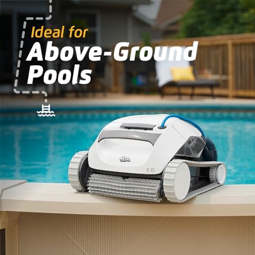 Dolphin (2025 Model) E10 Automatic Robotic Pool Vacuum Cleaner, Active Scrubber Brush, Top Load Filters Access, Ideal for Above-Ground Pools up to 30 FT in Length