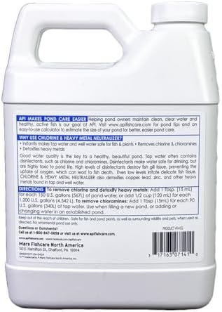 API POND CHLORINE & HEAVY METAL NEUTRALIZER Pond Water Neutralizer 32-Ounce Bottle