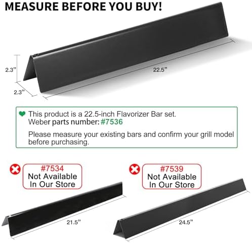 Apromise Grill Parts for Weber Grill - 7536 22.5 Inch Flavorizer Bars Replacement for Weber Genesis Silver/Gold B & C, Weber Spirit 300 Series (Side-Mounted Control) - Porcelain Enameled, 5 Packs