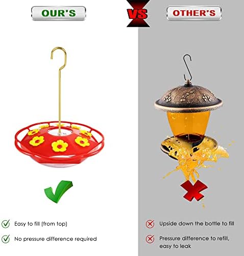 Hummingbird Feeders for Outdoors Hanging (2 Pack) 16 oz, 8 Feeding Ports Plastic Hummzinger Hummingbird Feeder, Bee-Proof Leak-Proof No Drip, Easy to Clean with Cleaning Brushes