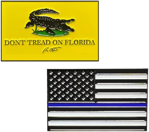 GL1-006 Florida Governor Ron Desantis Inspired Don't Tread on Florida 2nd Amendment Police Thin Blue Line Flag Challenge Coin