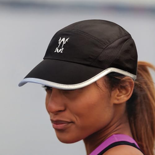 Amphipod 360° Full-Viz Reflective Hat, Running Performance Adjustable Reflective Vented Cap for Men & Women - Black - OS