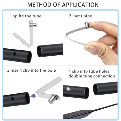 HZMM 8 Pcs Kayak Paddle Spring Snap Clips, Tent Pole Clips, Stainless Steel Push Button Clips, Tent Pole Push Button Spring Clips, Tube Locking Pin Clips for Kayak Paddle Camping Tent Pole (6mm)