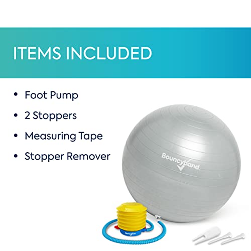 Bouncyband Medium Balance Ball, Dark Blue – Create Flexible Seating to Improve Focus in The School, Office, or Home with This No-Roll Weighted Ball – 21.6” (55cm) Ball for People Between 5’-5’6 Tall