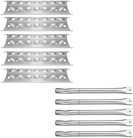 Uniflasy Grill Replacement Parts Kit for Master Forge 5 Burner 3218LT, 3218LTM, 3218LTN, L3218, 2518-3, 2518LN-LPG, E3518-LP, Kenmore 148.16156211, 148.1637110, 5 Pack Grill Burner and Heat Plate