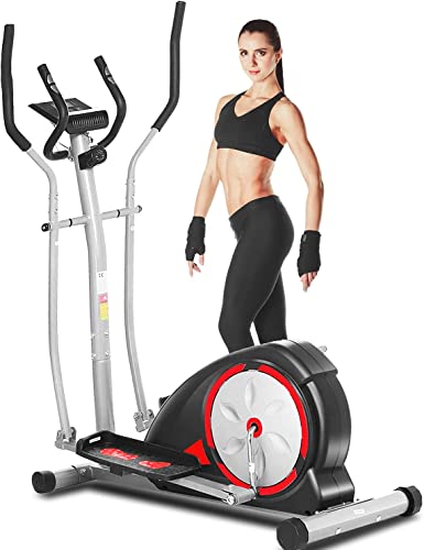 ANCHEER Elliptical Exercise Machine, Elliptical Machine for Home Gym, Elliptical Training Machines with Pulse Rate Grips and LCD Monitor, 8 Resistance Levels Smooth Quiet Driven, Max 350Lbs