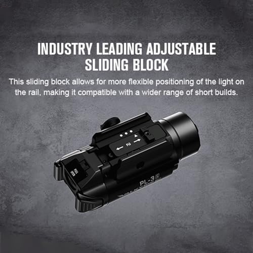OLIGHT PL-3S Valkyrie 1000 Lumens Compact Weaponlight Rail-Mounted Tactical Light LED with Rail Locating Keys for 1913 Picatinny, GL Style (Black)