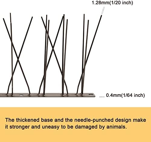 OFFO Brown Bird Spikes Pre-Assembled for Pigeons Birds, Cover 24 Feet Durable Bird Spikes with Stainless Steel for Fence Roof Mailbox Window