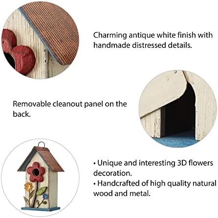 Glitzhome 10.2" H Hanging Bird House for Outdoor Patio Garden Decorative Birdhouse Pet Cottage Wooden Distressed Birdhouse, Flower Rustic White