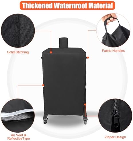 QuliMetal Vertical Smoker Cover for Pit Boss 4/5/7 Series Vertical Smokers, PBV4PS1, PBV5PW1, PBV4PS2, PBV5P1, Pro Series 4/5/7 Vertical Pellet Smokers, Heavy Duty Pellet Grill Cover for Pitboss 73550