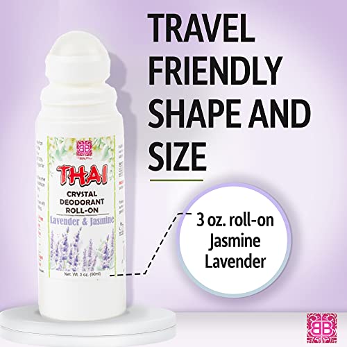 Thai Crystal Deodorant Roll On – Potassium Alum All Natural Deodorant for Women & Men – 3 Oz. Roll On without Animal Testing or Chemicals by The Beauty Box