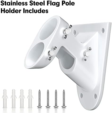 American Flag with Pole for House, 5FT Flag Pole Kit with us flag 3x5 heavy duty outdoor indestructible, Tangle Free Flag Pole with Bracket for Residential, Commercial, Outdoors Garden, White