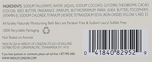 Yardley London Nourishing Bath Soap Bar Cocoa Butter, Helps Soften Dry Skin with Pure Cocoa Butter, Shea Butter & Vitamin E, 4.0 oz Bath Bar, 1 Soap Bar (Pack of 3)