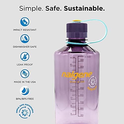 Nalgene Sustain Tritan BPA-Free Water Bottle Made with Material Derived from 50% Plastic Waste, 32 OZ, Wide Mouth