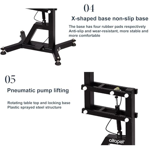 ZjBfddnmm Lift Cat Pet Grooming Table for Cat and Small Dogs, Adjustable Height Heavy Duty Portable Trimming Drying Table with Arms/Noose (Square Table One Size) (Round Table Black)