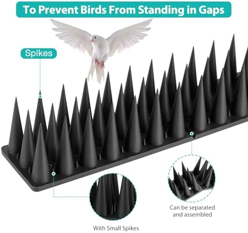 Bird Spikes, 20 Pack Bird Squirrel Raccoon Pigeon Cat Animal Deterrent Spikes for Outside Anti Bird Defender Spikes Outdoor to Keep Birds Away