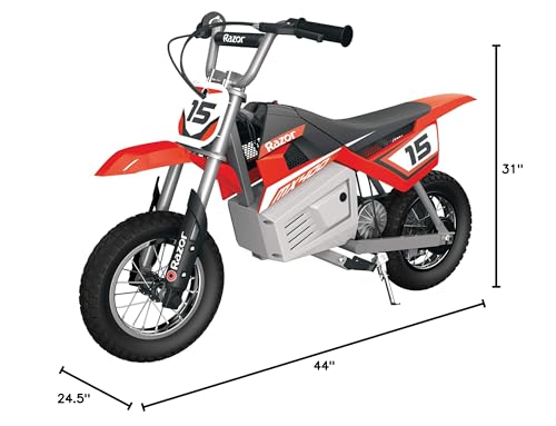 Razor MX400 Dirt Rocket Kids Electric Motocross Bike, 14 Mph, 60 Min Runtime, Ages 8+, Red