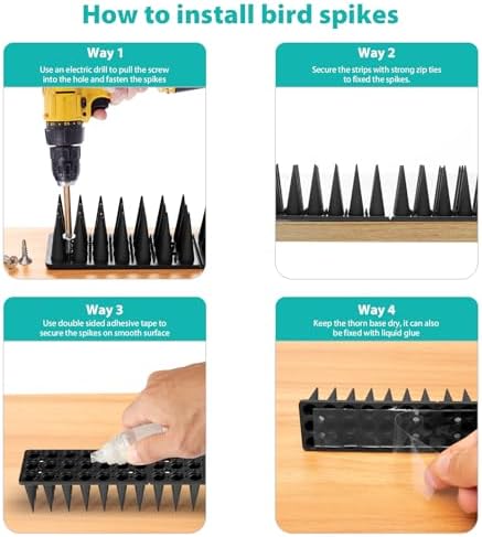 Bird Spikes, 20 Pack Bird Squirrel Raccoon Pigeon Cat Animal Deterrent Spikes for Outside Anti Bird Defender Spikes Outdoor to Keep Birds Away