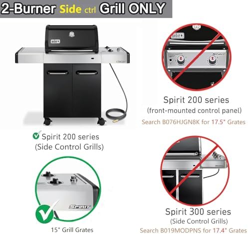 Hongso 7523 7521 7522 15 Inch Porcelain Enameled Cooking Grates 15 x 11 1/4 Replacement for Weber Spirit E-210, Spirit S 200 & 210 (with Side Control), Genesis Silver A, Spirit 500, 65904 65905 Grills