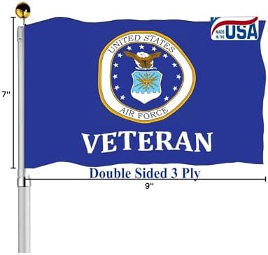 Air Force Emblem Veteran Flags 3x5 Outdoor Double Sided- Military Flag 3 Ply Heavy Duty with 2 Brass Grommets for Outside Oudoor