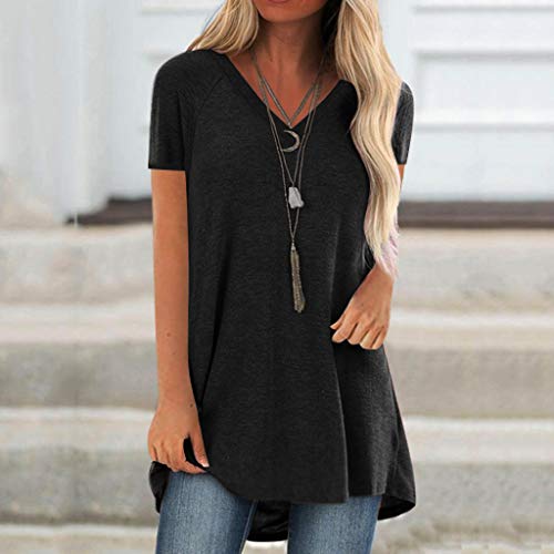 Aniywn Women's Plus Size Sweatshirt Tops Ladies Baggy Short/Long Sleeve Thin Solid/Printing Pullover Blouse T Shirts