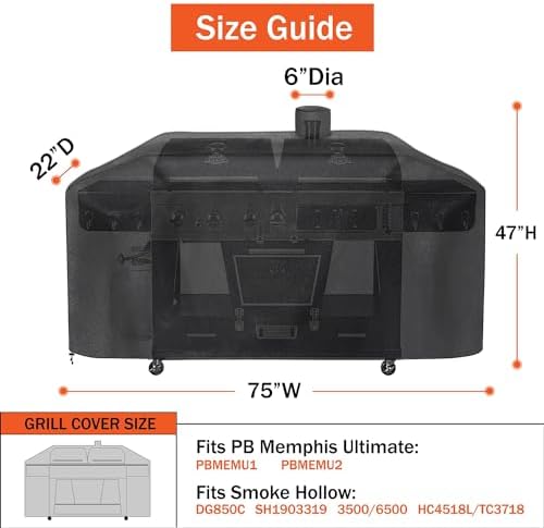 Pit Boss Waterproof Grill Cover for Pellet, Memphis, Smoke Hollow & GC7000 Grills