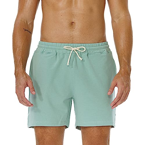 AIMPACT Mens Workout Sweat Shorts 5 Inch Cotton Casual Fitness Mens Athletic Gym Shorts with Pockets Blue
