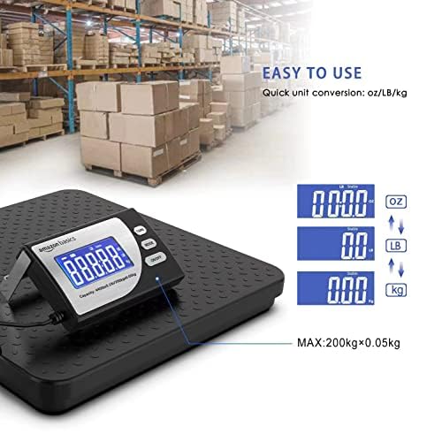 Amazon Basics Digital Postal Scale, Heavy Duty Weighing Platform for Packages, Shipping, 660 lb Capacity, 1 Ounce Readability, Portable, Black