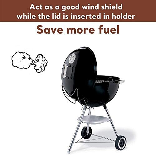 QuliMetal Grill Lid Holder for Weber Charcoal Kettle Grill 22.5 Inch and 18.5 Inch, Kettle Grill Accessories for Weber Kettle, Slide a Side Lid Prop, Charcoal Grill Accessories, Stainless Steel