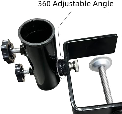 AMMSUN Heavy Duty Upgraded Patio Umbrella Clamp Clip Steel Umbrella Stand Holder Fit Square Balcony Railings Mount Attaches to Railsor Fence Post Railing Bleachers Benches Tailgates Outdoor, 2.62 lbs