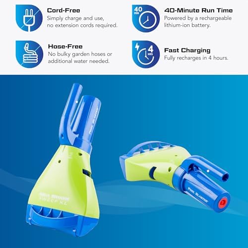 POOL BLASTER Aqua Broom Sweep XL Cordless Rechargeable Pool Vacuum for Hot Tub, Spa & Spot Cleaning in Above Ground & Inground Pools, 40 Min Run Time, Pole Set, Battery-Powered Hot Tub Vacuum Spa Vac
