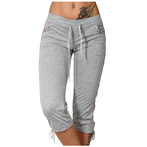 APIVOE Capri Sweatpants for Women Casual Lightweight Capri Joggers Plus Size Drawstring Capri Pants Summer Workout Capris