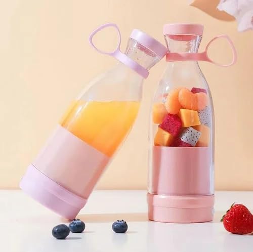 Portable Electric Juicer Bottle | Mini Blender for Fresh Juice, Smoothies | Personal Blender with 6 Blades | Wireless Rechargeable Travel Blender Milkshakes Juicer for Home Sports Outdoors (White)