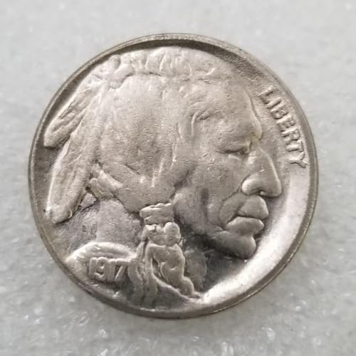 Antique American Silver Dollar, 1917 Indian Head Buffalo Coin, Vintage U.S. Old Coins, USA Lucky Coin, Morgan Silver Dollar, Creative Gift(Indian Buffalo 1917)