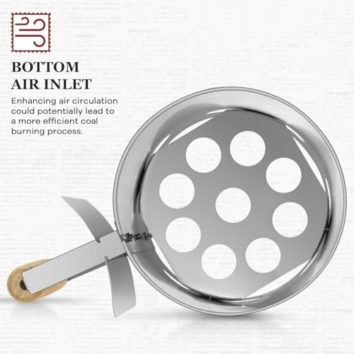 Leonyo Charcoal Chimney Starter, Heavy Duty BBQ Chimney Starter Perfect for Charcoal Grill and BBQ, Sturdy and Easy to Use BBQ Grill Tool for Rapid Fire Starter, Heat Resistant Wooden Handle, Silver
